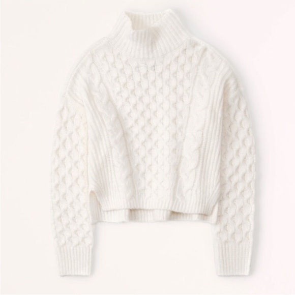 Abercrombie & Fitch White Cable Turtleneck Sweater - Picture 13 of 15